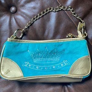 Teal and gold mini JC bag